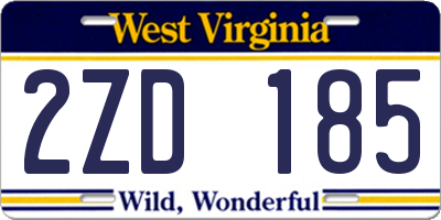 WV license plate 2ZD185