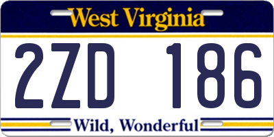 WV license plate 2ZD186