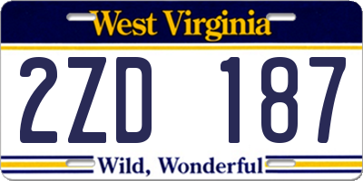 WV license plate 2ZD187