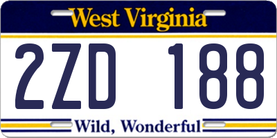WV license plate 2ZD188