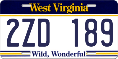 WV license plate 2ZD189