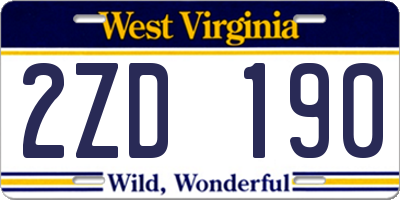 WV license plate 2ZD190