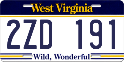 WV license plate 2ZD191