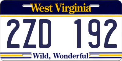 WV license plate 2ZD192