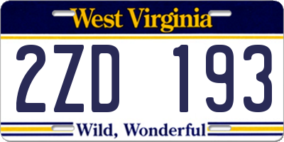 WV license plate 2ZD193