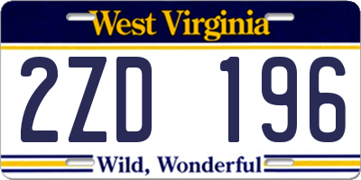 WV license plate 2ZD196