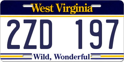 WV license plate 2ZD197