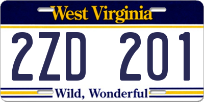 WV license plate 2ZD201