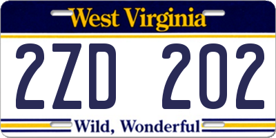 WV license plate 2ZD202