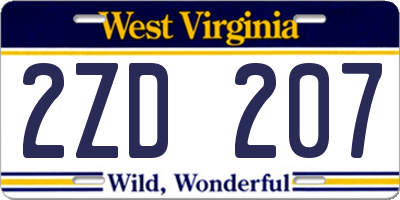 WV license plate 2ZD207