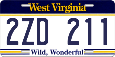 WV license plate 2ZD211