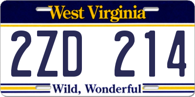 WV license plate 2ZD214