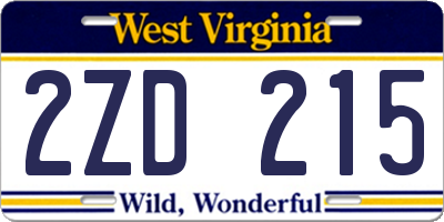 WV license plate 2ZD215