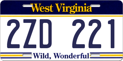 WV license plate 2ZD221
