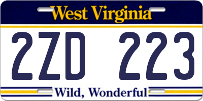 WV license plate 2ZD223