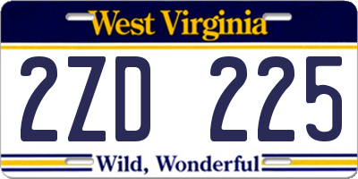 WV license plate 2ZD225