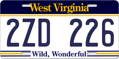 WV license plate 2ZD226