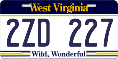 WV license plate 2ZD227
