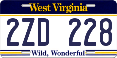 WV license plate 2ZD228