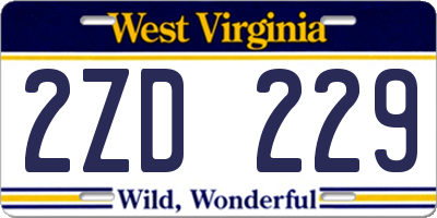 WV license plate 2ZD229