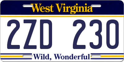WV license plate 2ZD230