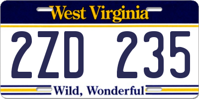 WV license plate 2ZD235