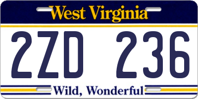WV license plate 2ZD236