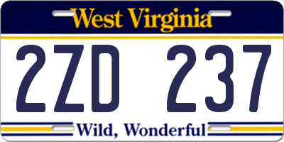 WV license plate 2ZD237