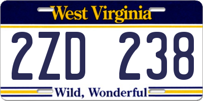WV license plate 2ZD238