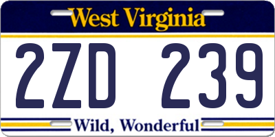WV license plate 2ZD239