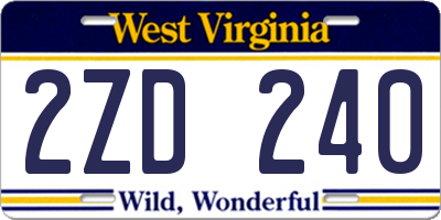 WV license plate 2ZD240
