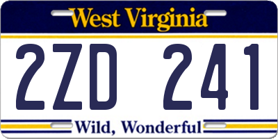 WV license plate 2ZD241