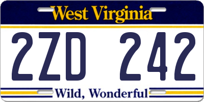 WV license plate 2ZD242