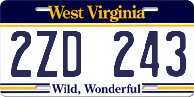 WV license plate 2ZD243