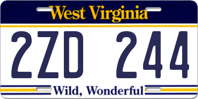 WV license plate 2ZD244