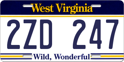 WV license plate 2ZD247