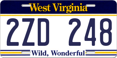 WV license plate 2ZD248