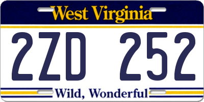 WV license plate 2ZD252