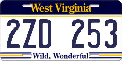 WV license plate 2ZD253