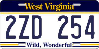 WV license plate 2ZD254