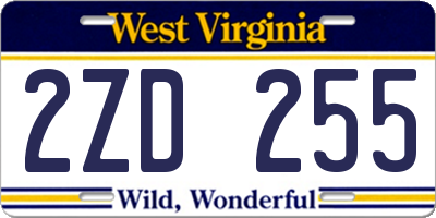 WV license plate 2ZD255
