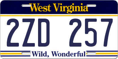 WV license plate 2ZD257