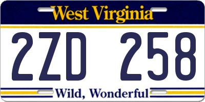 WV license plate 2ZD258