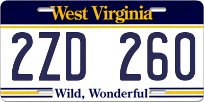 WV license plate 2ZD260