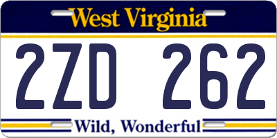 WV license plate 2ZD262