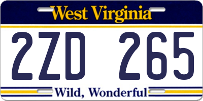 WV license plate 2ZD265