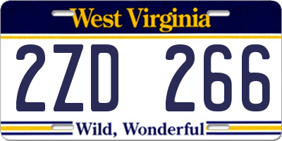 WV license plate 2ZD266