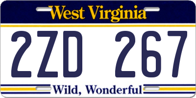 WV license plate 2ZD267