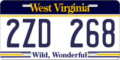 WV license plate 2ZD268