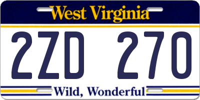 WV license plate 2ZD270